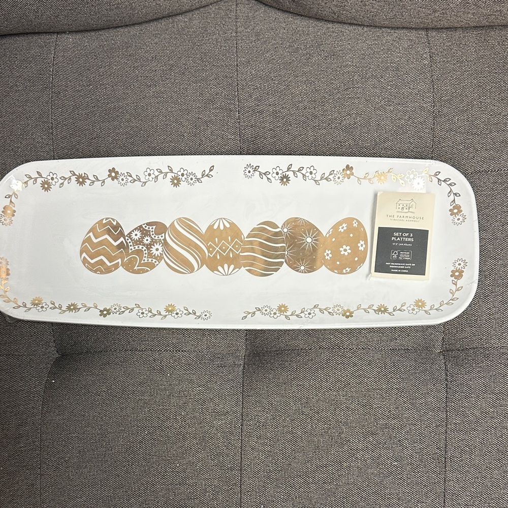 ❣️5|$25❣️Decorative Gold and White Serving Platters Set of 3